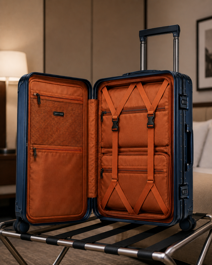 Citypiece Navy Aluminium Cabin Suitcase