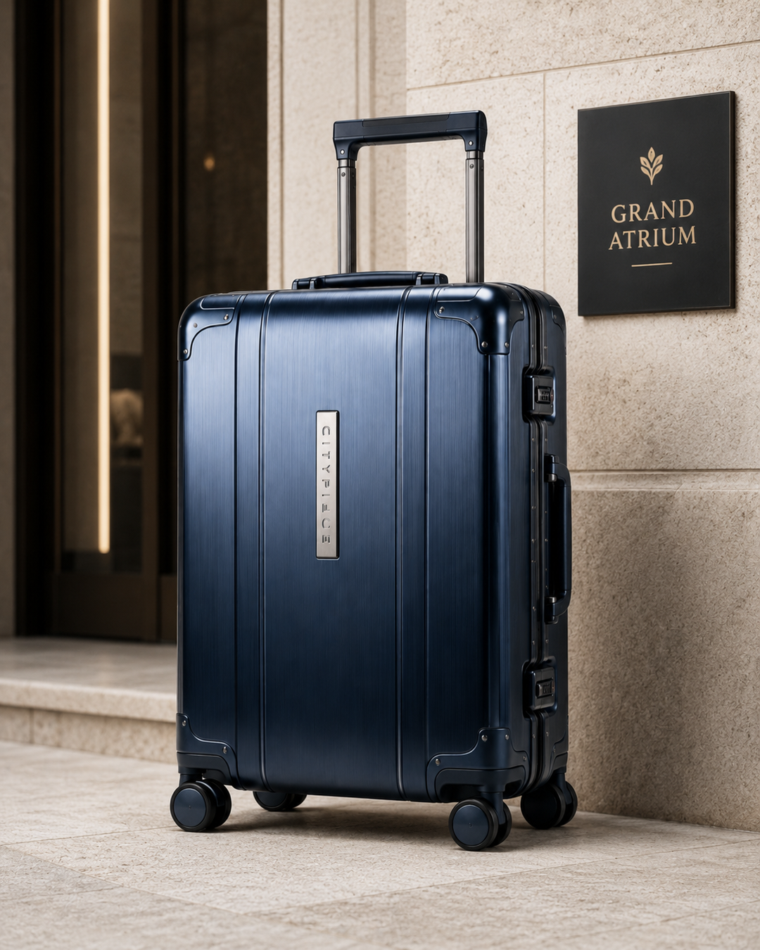 Citypiece Navy Aluminium Cabin Suitcase