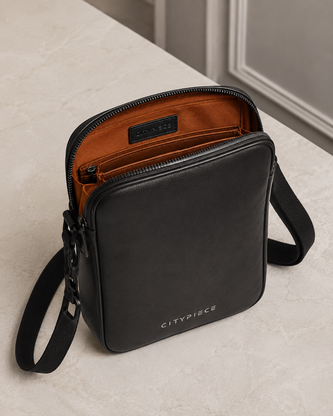 Citypiece Black Leather Crossbody Bag