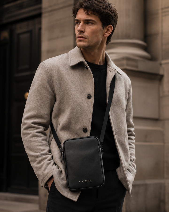 Citypiece Black Leather Crossbody Bag
