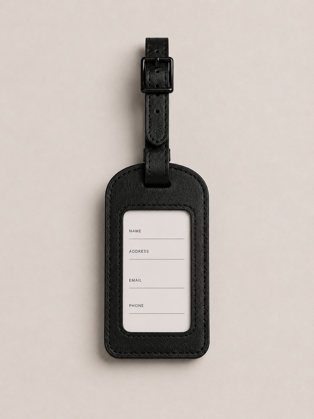CityPiece Leather Luggage Tag . Black