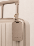 CityPiece Leather Luggage Tag . Taupe